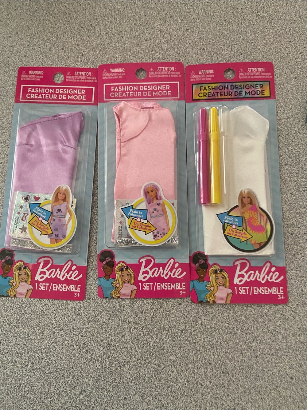 Barbie accessories- Purple, Pink, White, Yellow